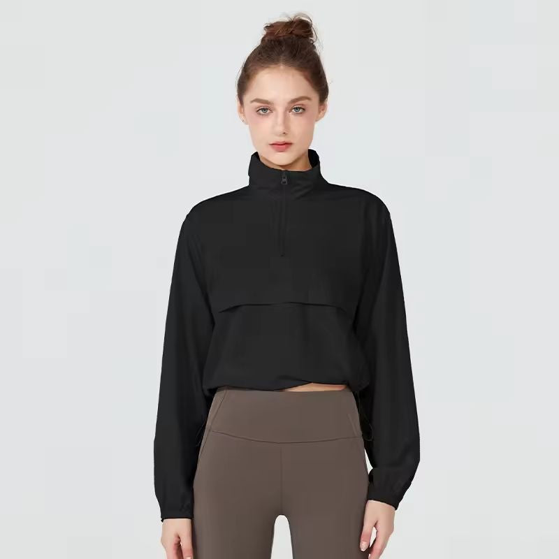 Loose Half Zip Windbreaker Windproof Yoga Jacket UPF50+