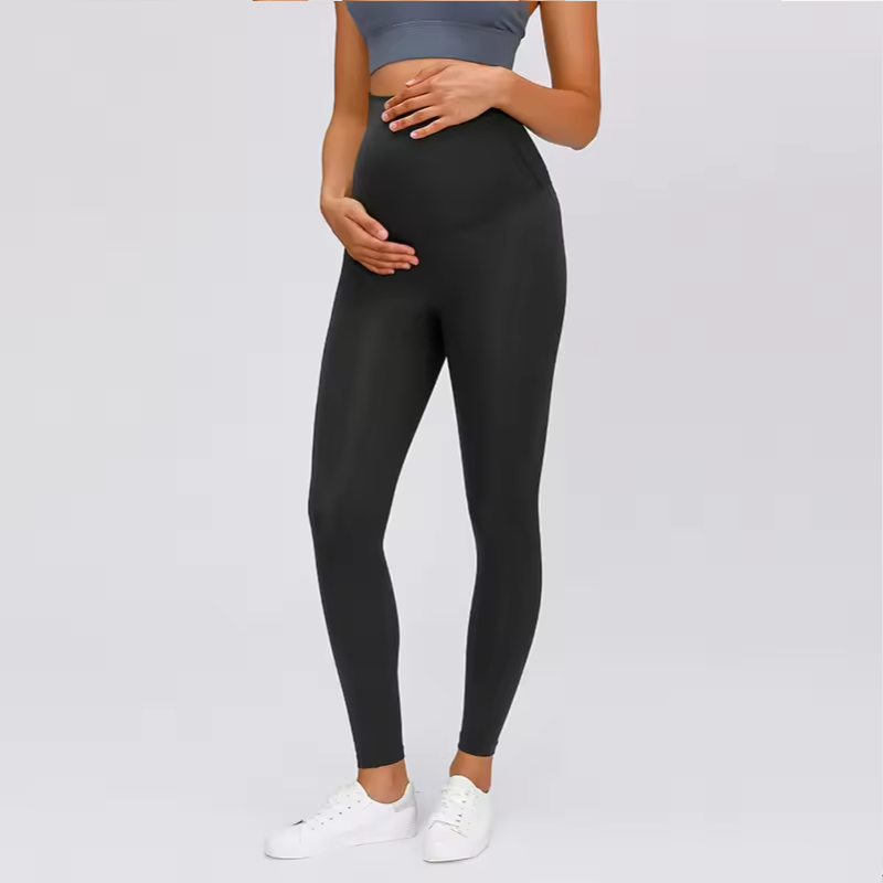 Brushed Nude Feel Pregnant Yoga Cropped Leggings Maternity Sports