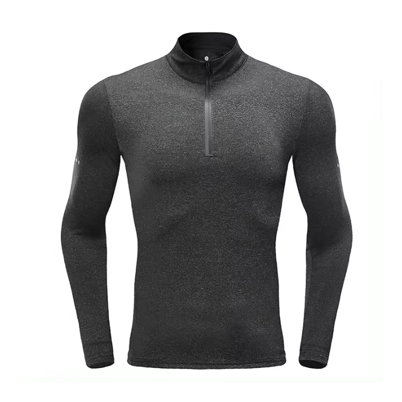 Quarter Zip Long Sleeve Compression Pullover Quick Dry