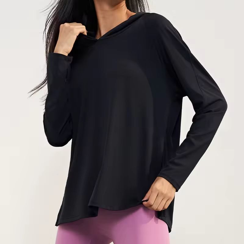 Soft Breathable Thumb Holes Split Hem Sports Top