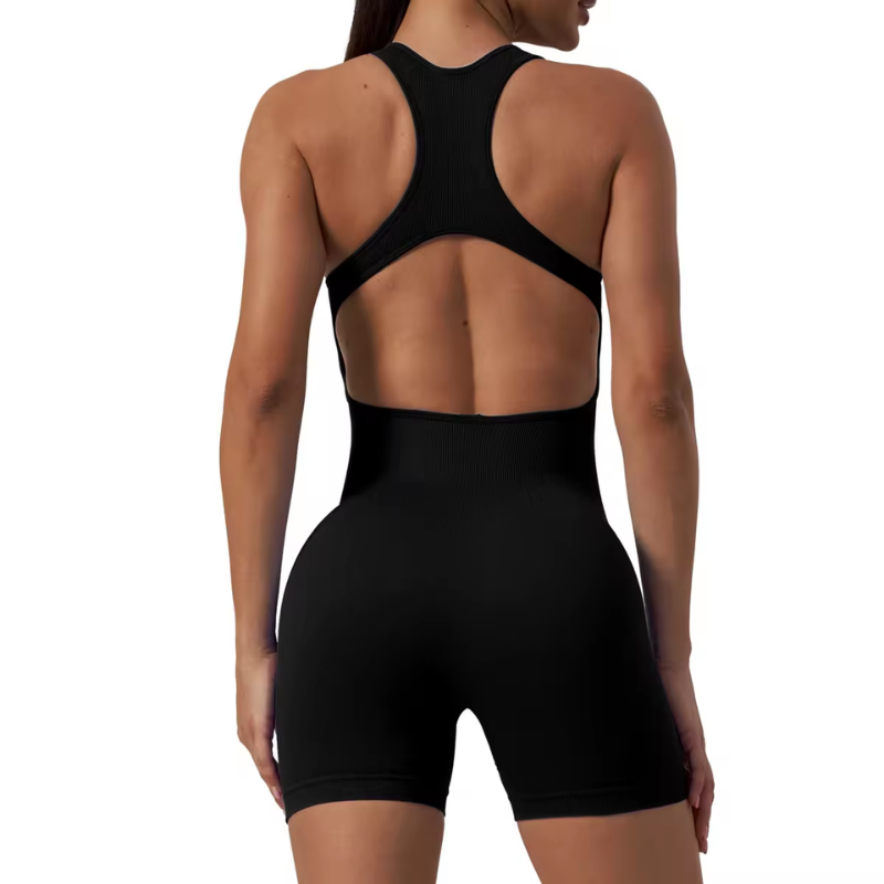 Racer Back One Piece Gym Fitness Bodysuit Short