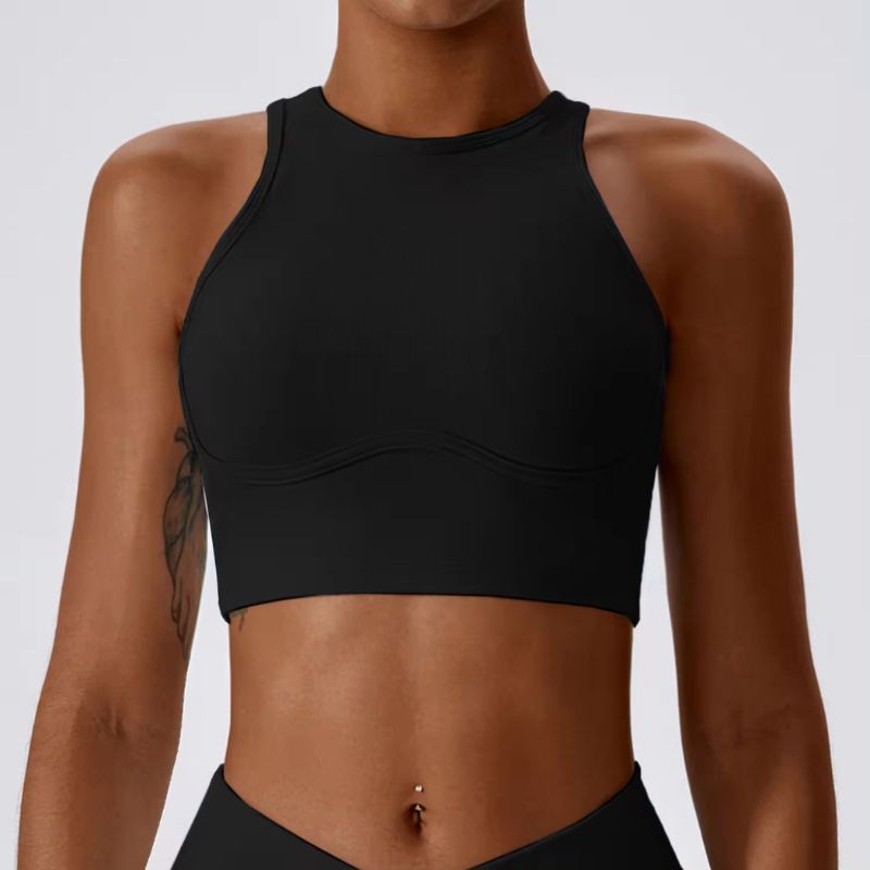 Racer Back Shockproof High Impact Ribbed Yoga Bra
