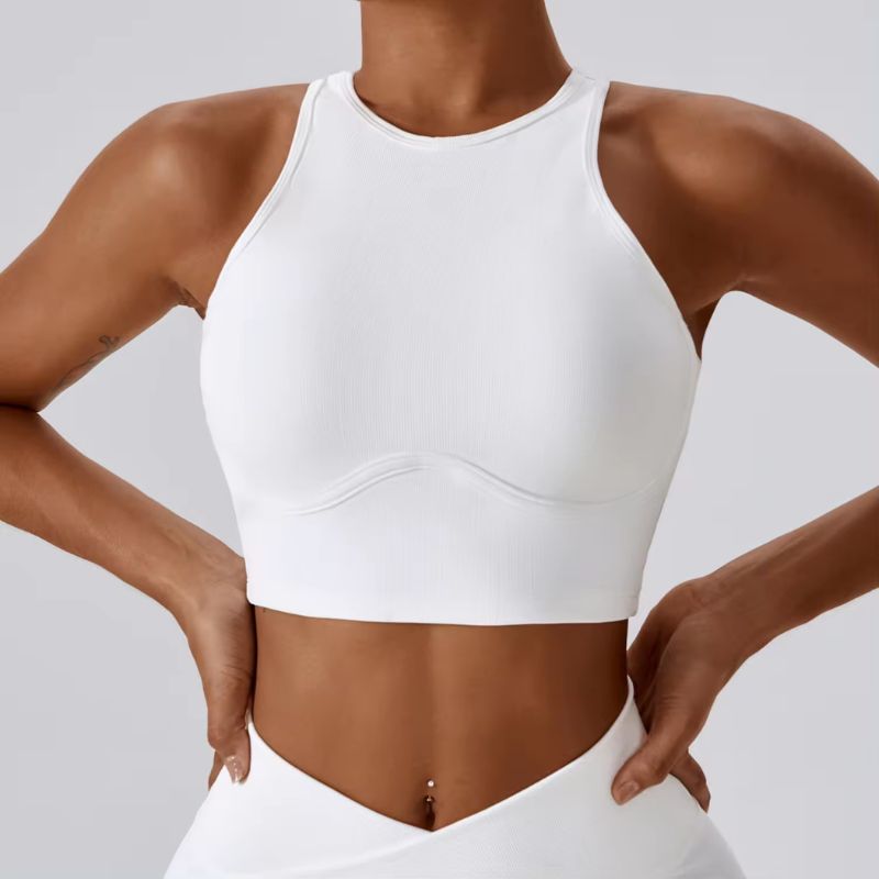 Racer Back Shockproof High Impact Ribbed Yoga Bra