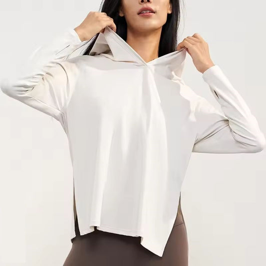 Soft Breathable Thumb Holes Split Hem Sports Top