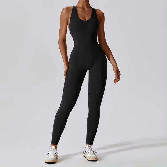 Racer Back One Piece Gym Fitness Bodysuit Long
