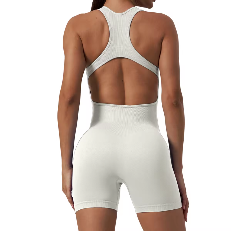 Racer Back One Piece Gym Fitness Bodysuit Short