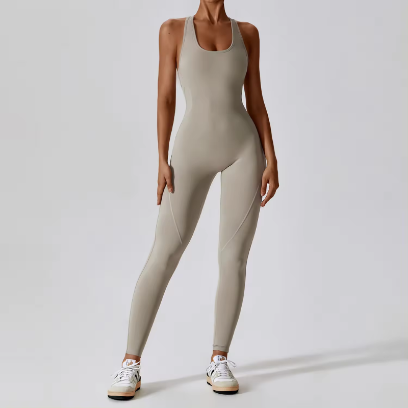 Racer Back One Piece Gym Fitness Bodysuit Long