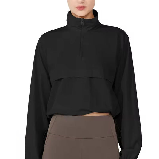 Loose Half Zip Windbreaker Windproof Yoga Jacket UPF50+