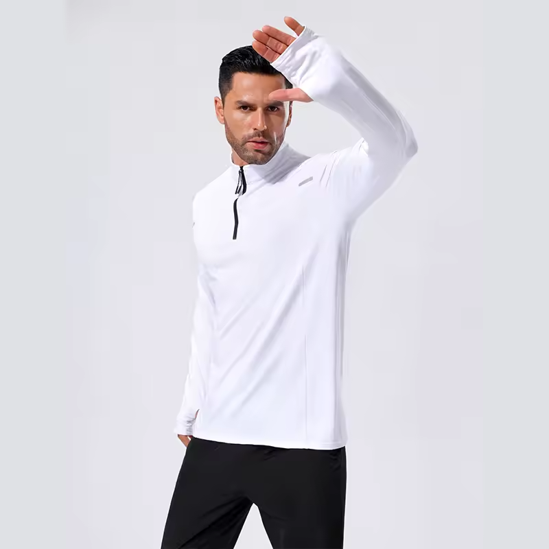 Quarter Zip Long Sleeve Pullover Golf Quick Dry Lightweight Athletic